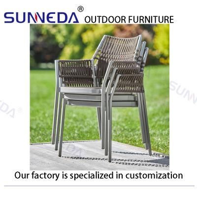 Flat Ribbon Garden Simply Modern Comfortable Stackable Chair with Cushion