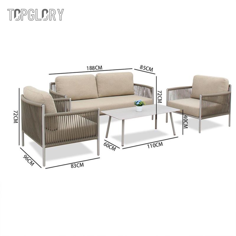 Excellent Quality Rope Structure Aluminum Modular Outdoor Garden Furniture Sofa