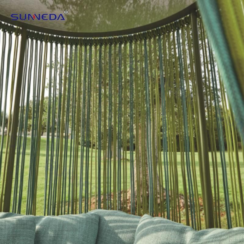 Tourism Hotel Resort Outdoor Garden Custom Braided Rope Curtain Sofa Bed Aluminium Alloy Metal Rattan Vine Garden Furniture Set