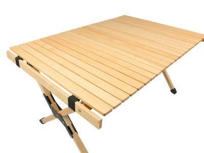 Outdoor Wood Beach Foldable Egg Roll Table Garden Camping Picnic Wood Table for Camping