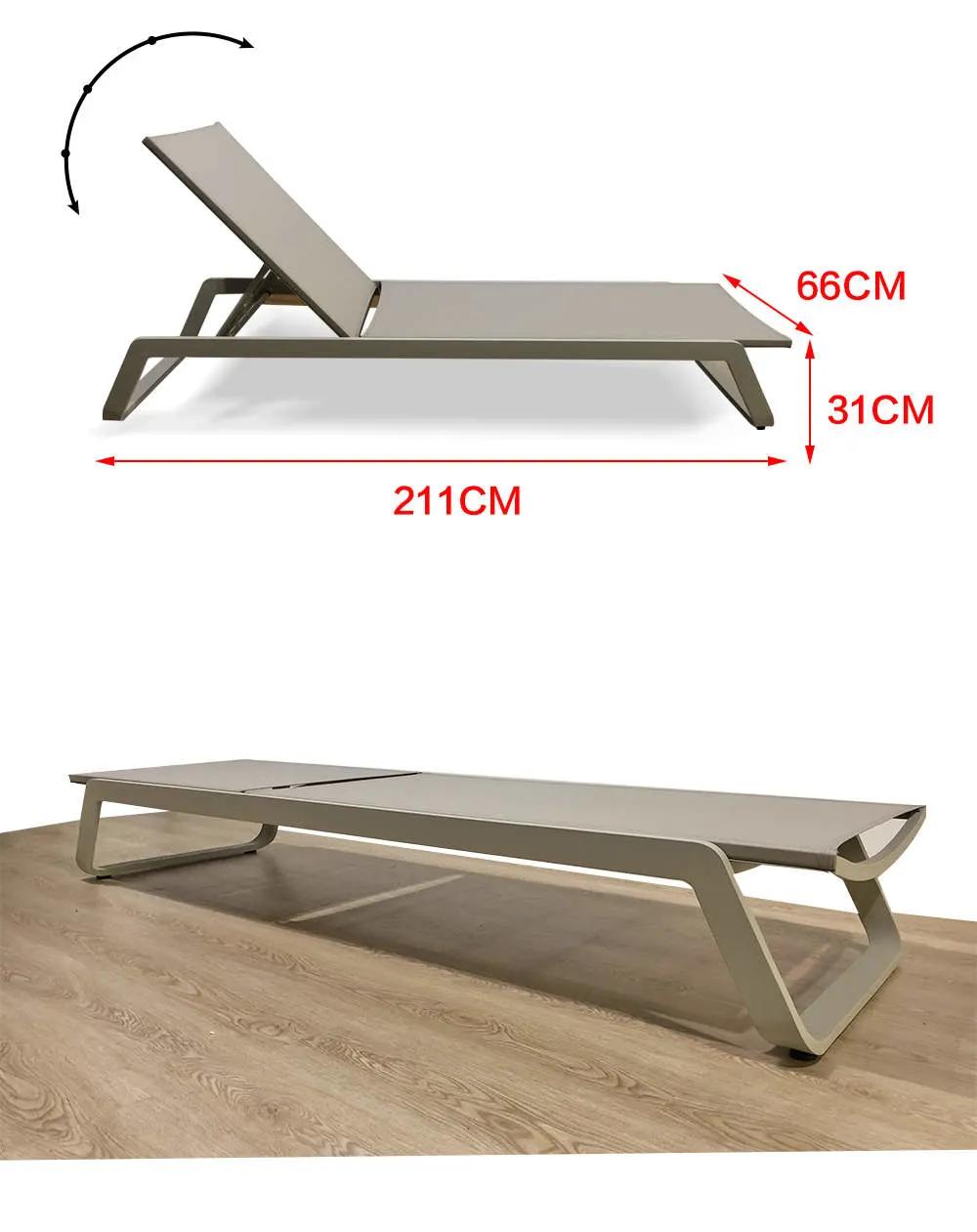 Outdoor Swimming Pool Furniture Garden Aluminum Modern Sun Bed for Patio Chaise Lounge