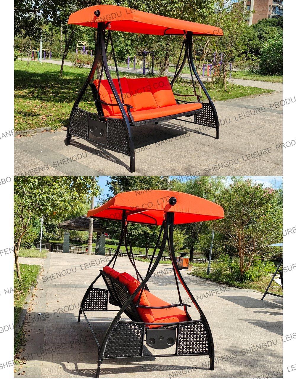 Canopy Swing Chair, Porch Swings Bench, Canopy Glider, with Adjustable Tilt, Extra Thick Removable Cushion, Cane Chair