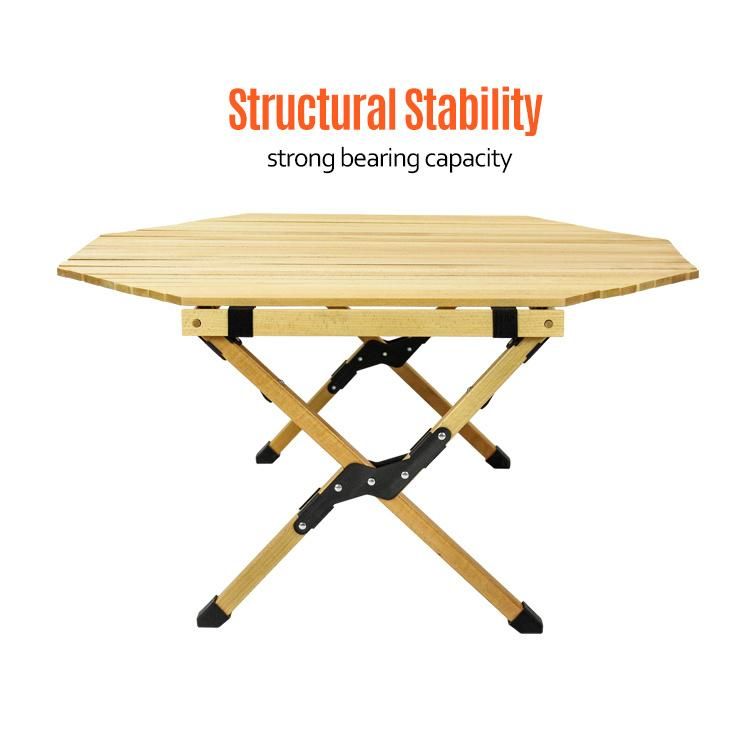 New Style 6 Sides Wooden Camping Folding Table
