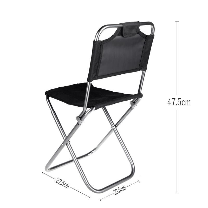 Portable Folding Aluminum Oxford Cloth Chair Outdoor Fishing Camping with Backrest Carry Bag Black