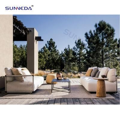 Hotsell New Design Outdoor Hotel Villa Courtyard Artistic Leisure Aluminum Sofa with Fabric Cushion