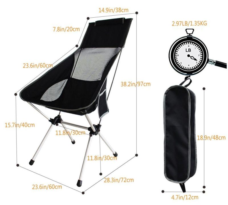 Aluminum Beach Hiking Fishing Tent Elderly Folding Camping Chair