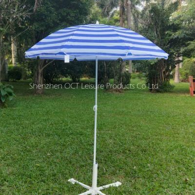 2 Meter Classic White/Blue Stripe Beach Garden Umbrella (OCT-BU19013)