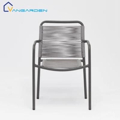 Restaurant Aluminum Outdoor Chairs Waterproof Garden Rope Woven Patio Furniture