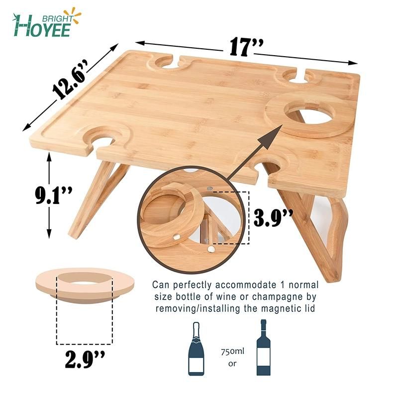 Bamboo Outdoor Wine Picnic Table