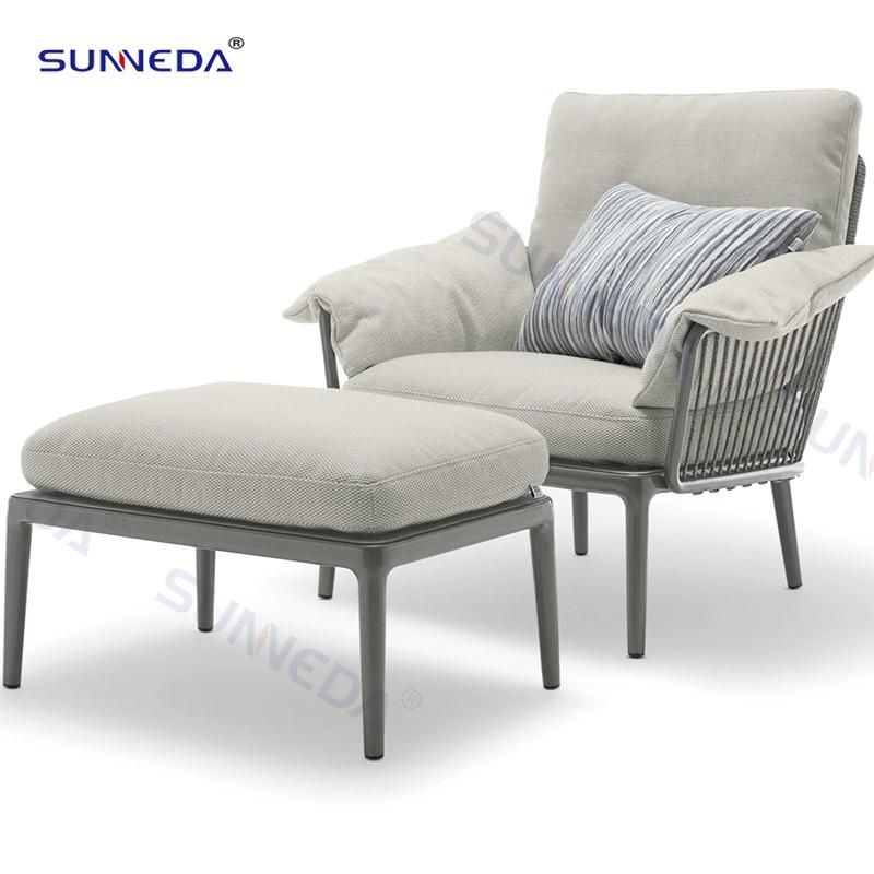 Outdoor Chair Use Rope Finish with Tarpaulin for Seat and Back Cushion