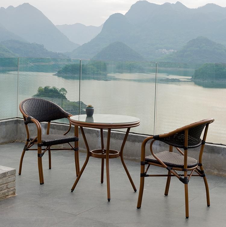 Vintage Bistro Table and Chair Cafe Rattan Set