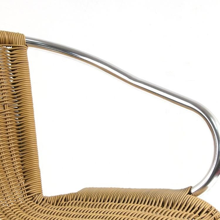 Fashion Beige Color PE Rattan Wicker Dining Chair Indoor and Outdoor Bull Head Garden Chair