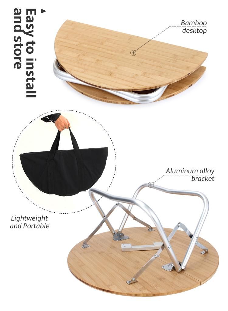 Ultralight Mini Portable Folding Beech Wood Round Camping Picnic Table