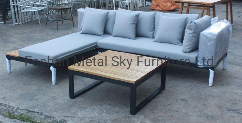 Outdoor Aluminum Garden Hotel Restaurant Villa Patio Teak Combination Wooden Sofa