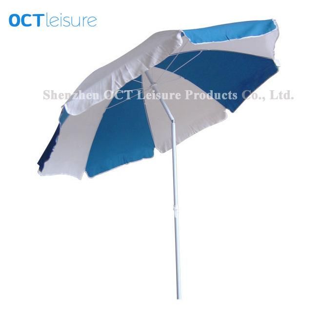 Classic Beach Umbrella with Cotton Cover in Royal Blue/White (OCT-BUC12)