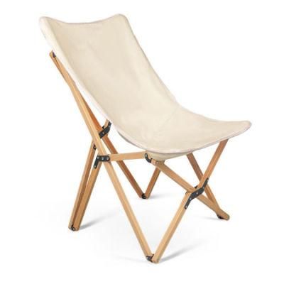 Beach Folding Wooden Butterfly Camping Chair with Leather Logo