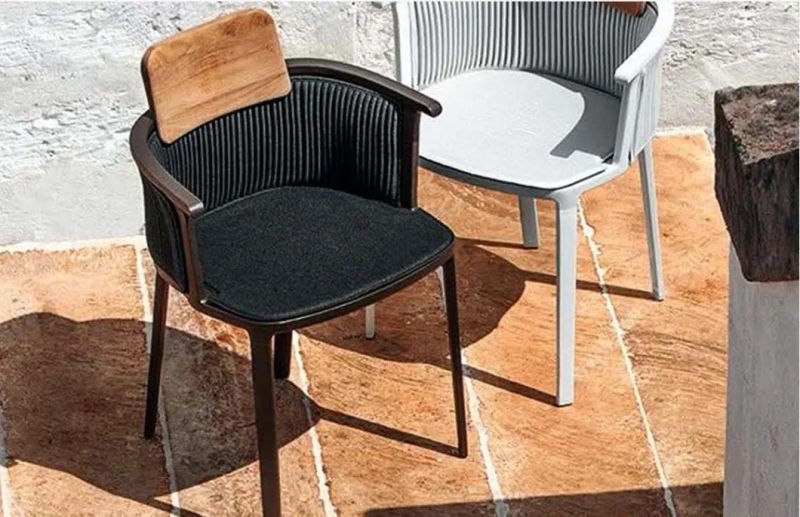 Zhida Rattan Wicker Hotel Garden Furniture Villa Patio Outdoor Furniture Wooden 6 Seater Rope Dining Chair Table Set