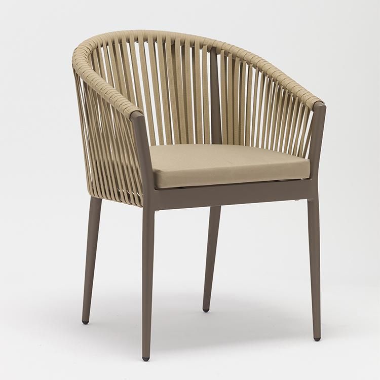 Portable Function Lightweight Aluminum Rope Chairs with Arms and Cushion