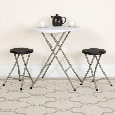 Black Plastic Seat Titanium Gray Frame Folding Chair