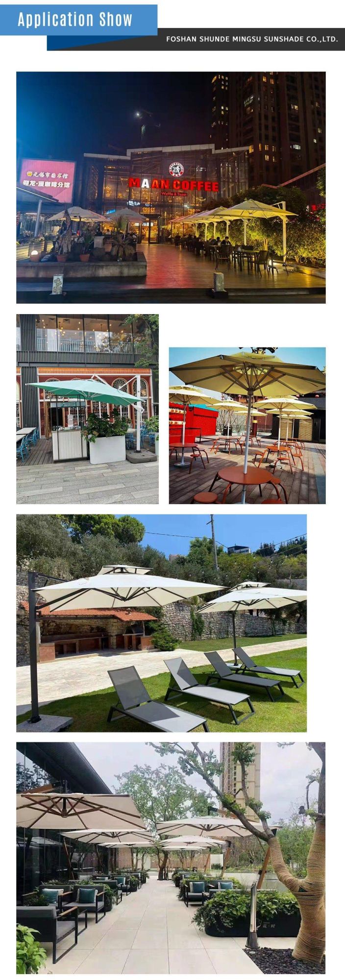 Garden Beach Terrace Cafe Double Top Hydraulic Side Bar Umbrella