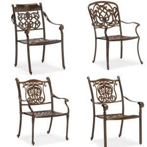 Wholesale Aluminum Chair with Armrest Outdoor Garden Courtyard Dining Chairs