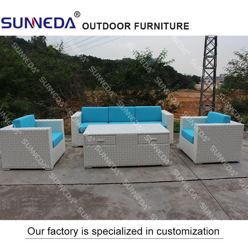 Project Rattan Outdoor Chair Sofa Set Garden Hotel Cafe Bar with Drawer Aluminum Wholesale