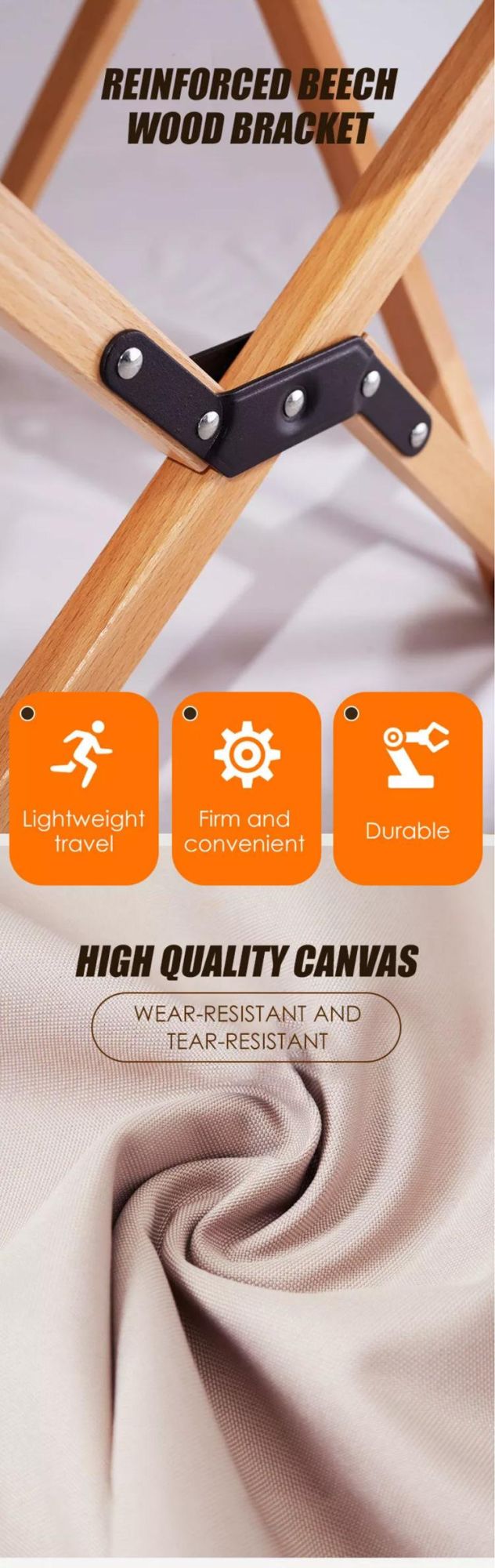 Wholesale Factory Price Portable Folding Wood Canvas Folding Chair