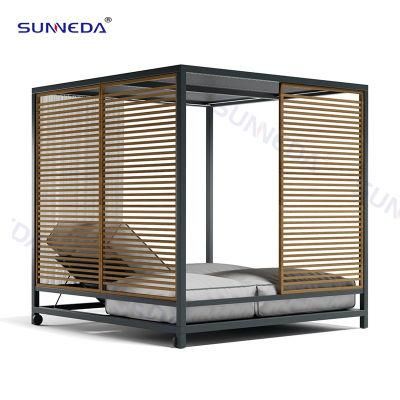 Aluminum Outdoor Garden Poolside Beach Hotel Daybed with Canopy Luxury Outdoor Furniture