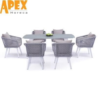 Modern Aluminum Outdoor Rope Dining Table Portable Chair Furniture Set