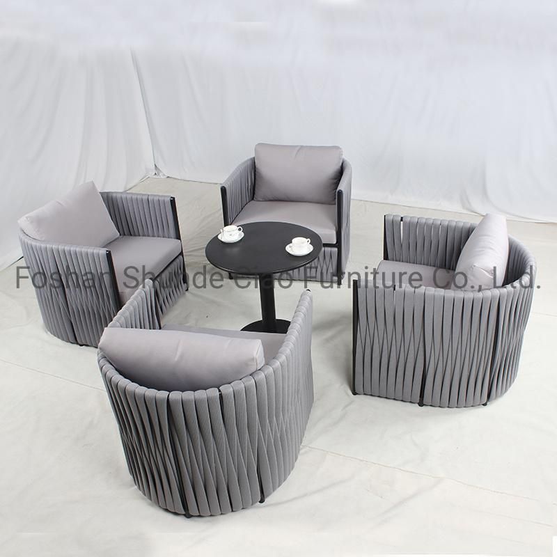 Outdoor Leisure Polyester Rubber Rope Sofa with Cushion Patio Furniture