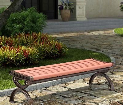 Public Garden Bench Die Cast Aluminum Frame Plastic Wood Chair
