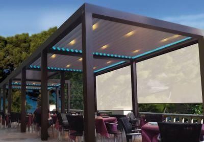 Outdoor Aluminum Motorized Bioclimatic Pergola with LED Light