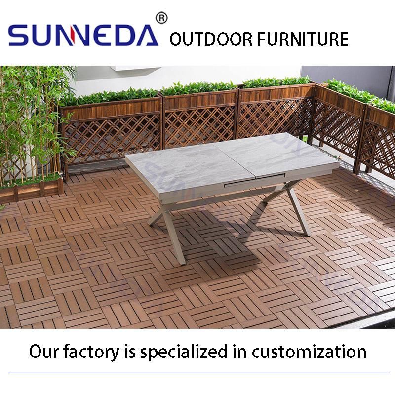 Luxury Garden Rattan Furniture Dining Furniture Stretch Rock Board Garden Table and Chair Removable Furniture