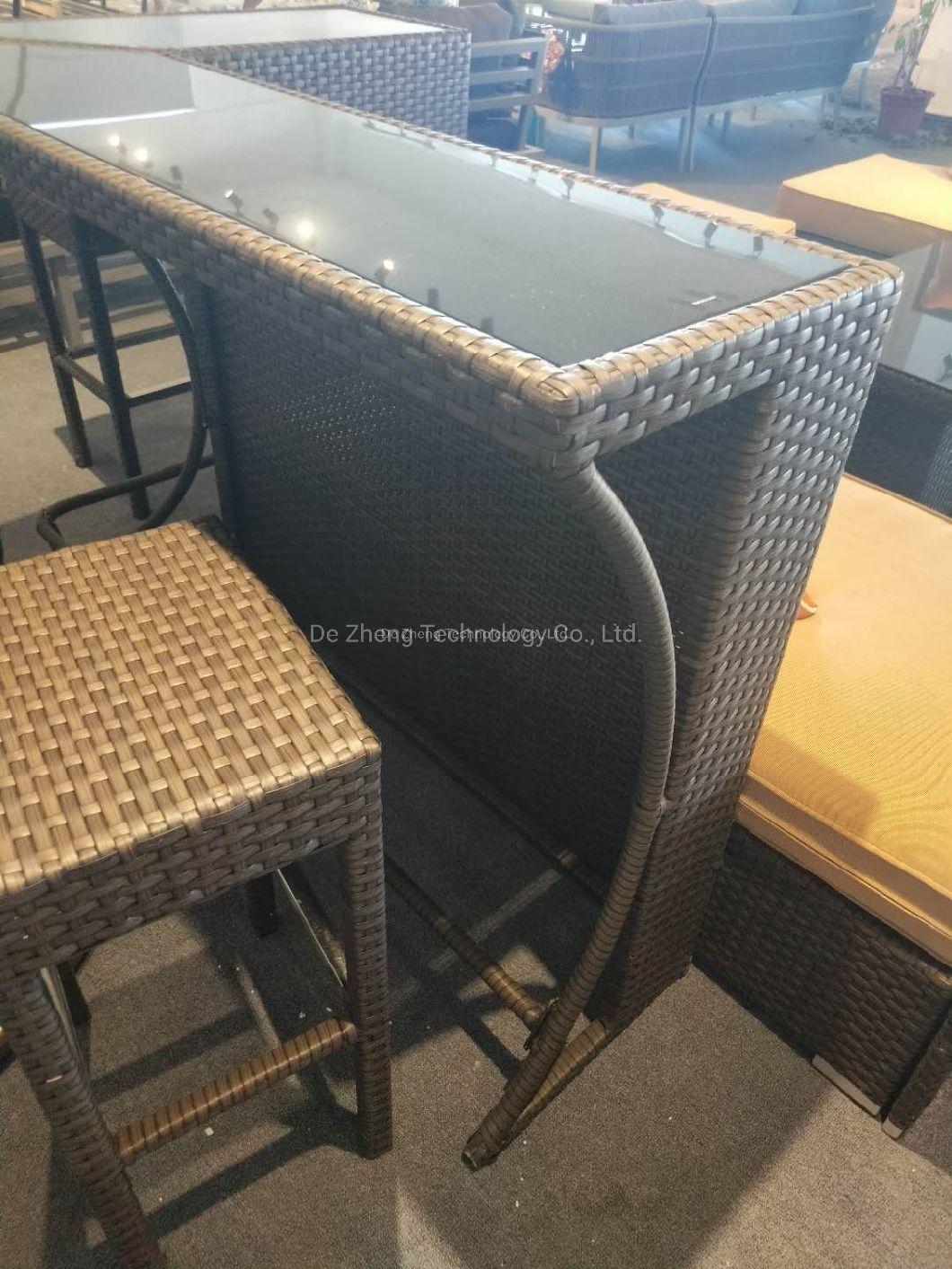 Combined Aluminum Rattan Loungers Modern Bar Set Garden Sets with Cushion Knock Down Packing Storage