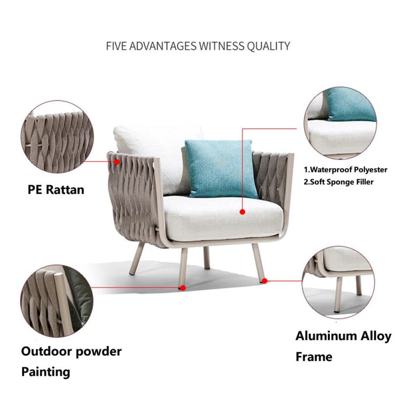Chinese Modern Design Outdoor Wicker Woven Sofa Collection Armchair