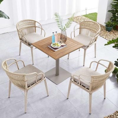 Outdoor Furniture Aluminum Dining Table Sets Garden Rope Chairs