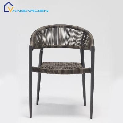 Designer Washable Portable Outdoor Nordic Dining Chair Rattan Stacking with Cone Tube Foot