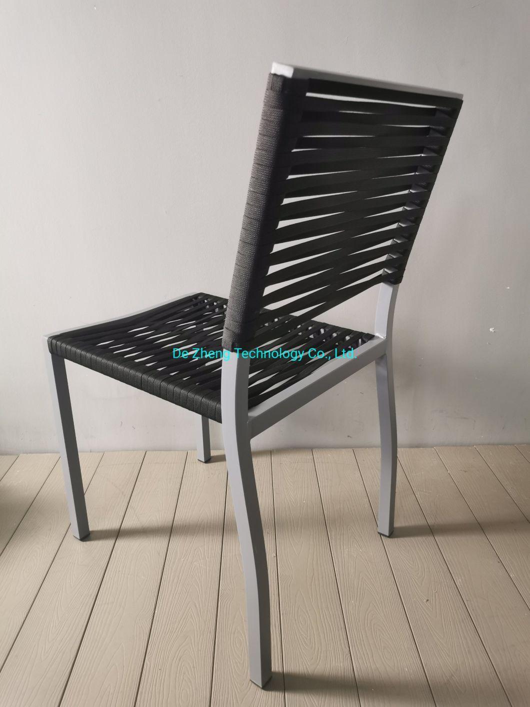 Outdoor Furniture House Aluminum Polyster Rope Armless Dining Chair Restaurant Furniture