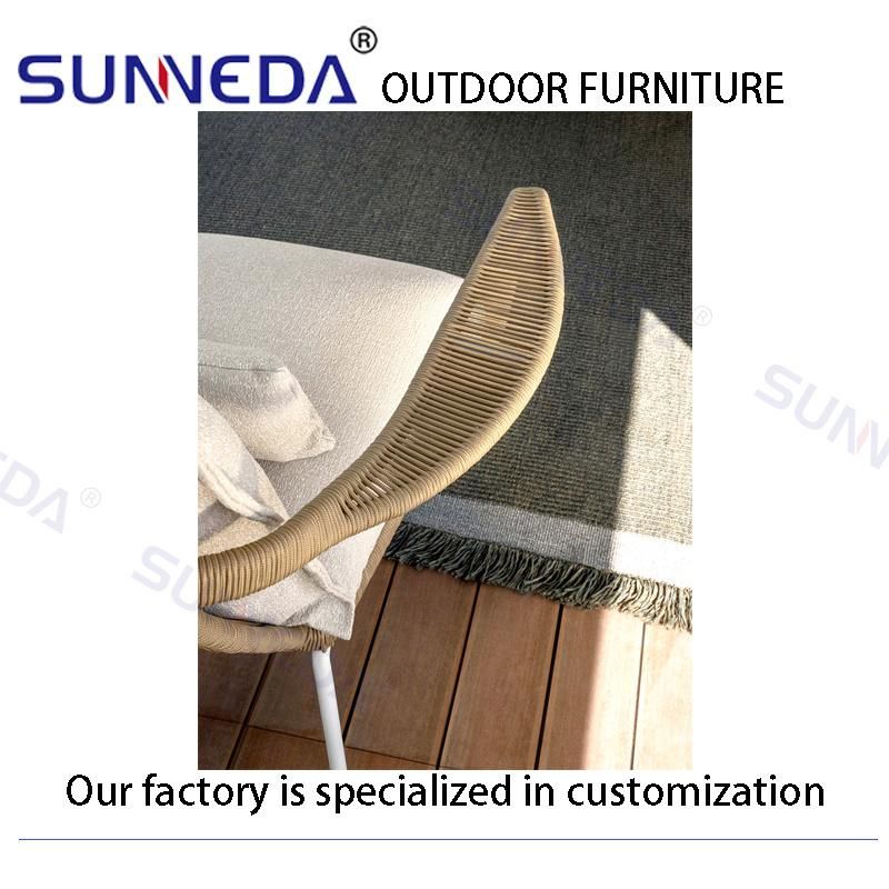 Modern Garden Aluminum Sofa Marble Surface Table Contemporary Elegant Furniture