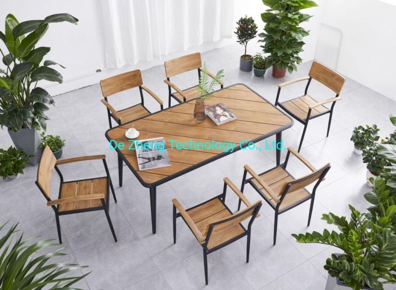 Wholesale Metal Leisure Solid Plastic Wood Picnic Bench Wooden Table Modern Outdoor Garden Furniture