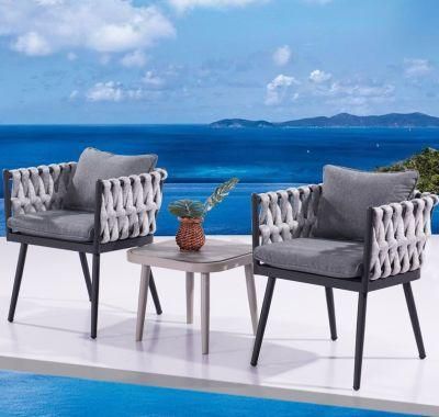 Outdoor Hotel Balcony Decoration Aluminum Rattan Chairs Set Tea Table