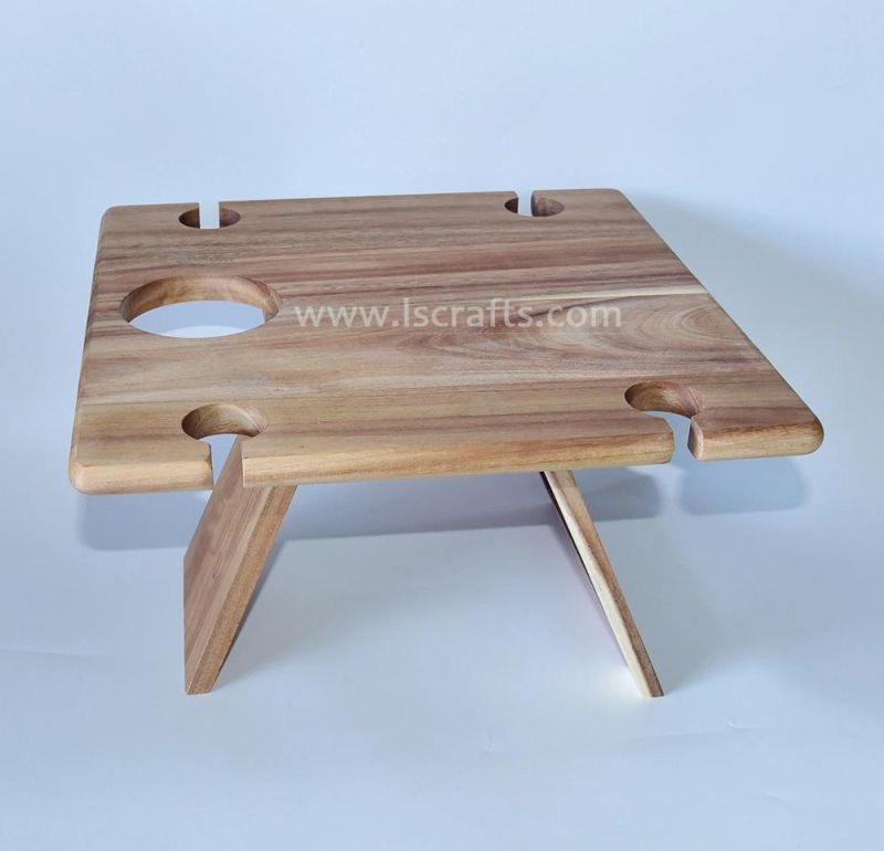 Bamboo/Acacia Wood Picnic Table Portable Foldable Outdoor Small Table