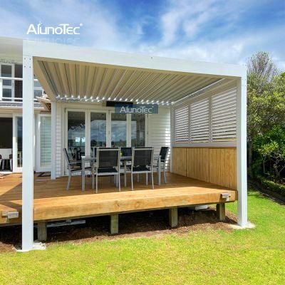 AlunoTec Motorized Waterproof Roof Louver Shade Canopy Louvre Gazebo Pergola Bioclimatic for Outdoor