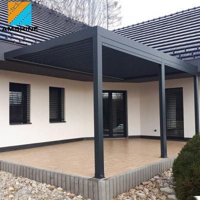 Motorise Waterproof Metal Garden Furniture Electric Courtyard Moonlight Awning LED Gazebo Aluminium Pergola