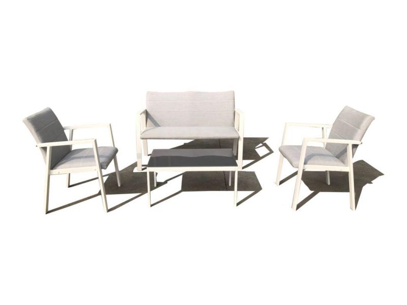 China Modern Comfortable Balcony Garden Aluminium Sofa Set Fabric Outdoor Sectional Sofas