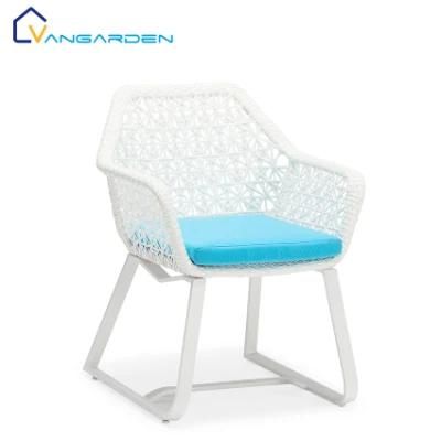 Modern White Rattan Metal Outdoor Garden Furniture Lounge Chair