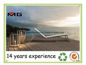 Outdoor Beach Furniture White Sling Mesh Sun Loungers with Metal Frame