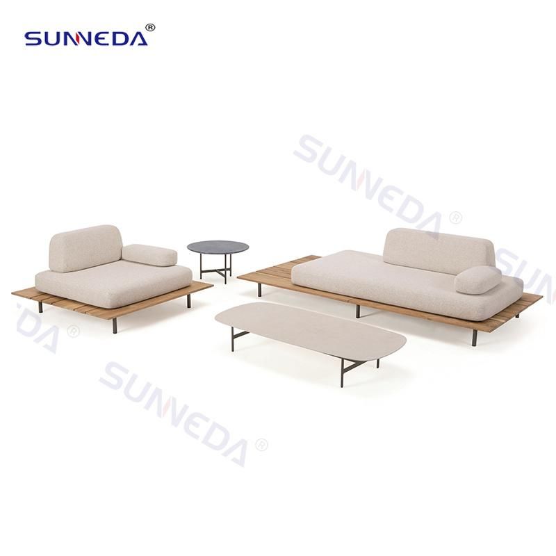 Outdoor Patio Aluminum Garden Furniture Leisure Teak Wood Sofa