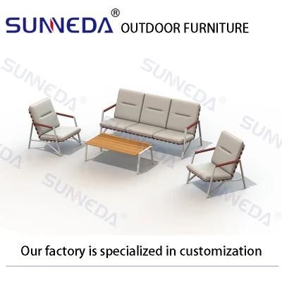 Wooden Made Long Outdoor Dining Sofa Chair Set Furniture Home Garden Furniture Sofa