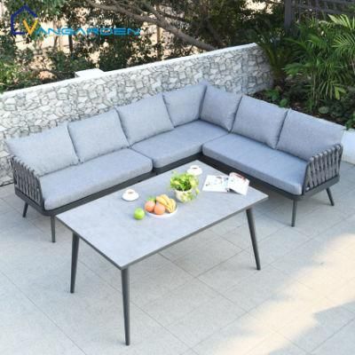Excellent Quality Kd Structure Rope Aluminum Modular Outdoor Garden Corner Sofa Set